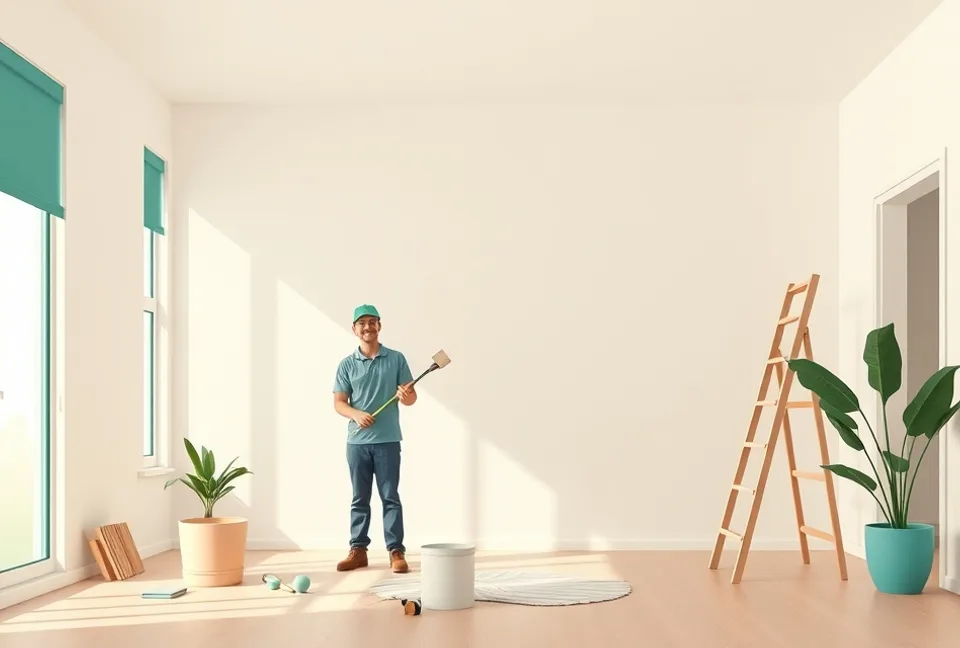Intérieur rénové après travaux de peinture à Hem